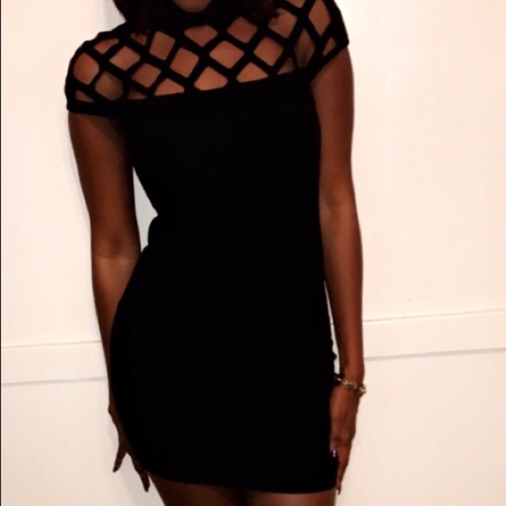 Black Shoulder Cut Out Dress